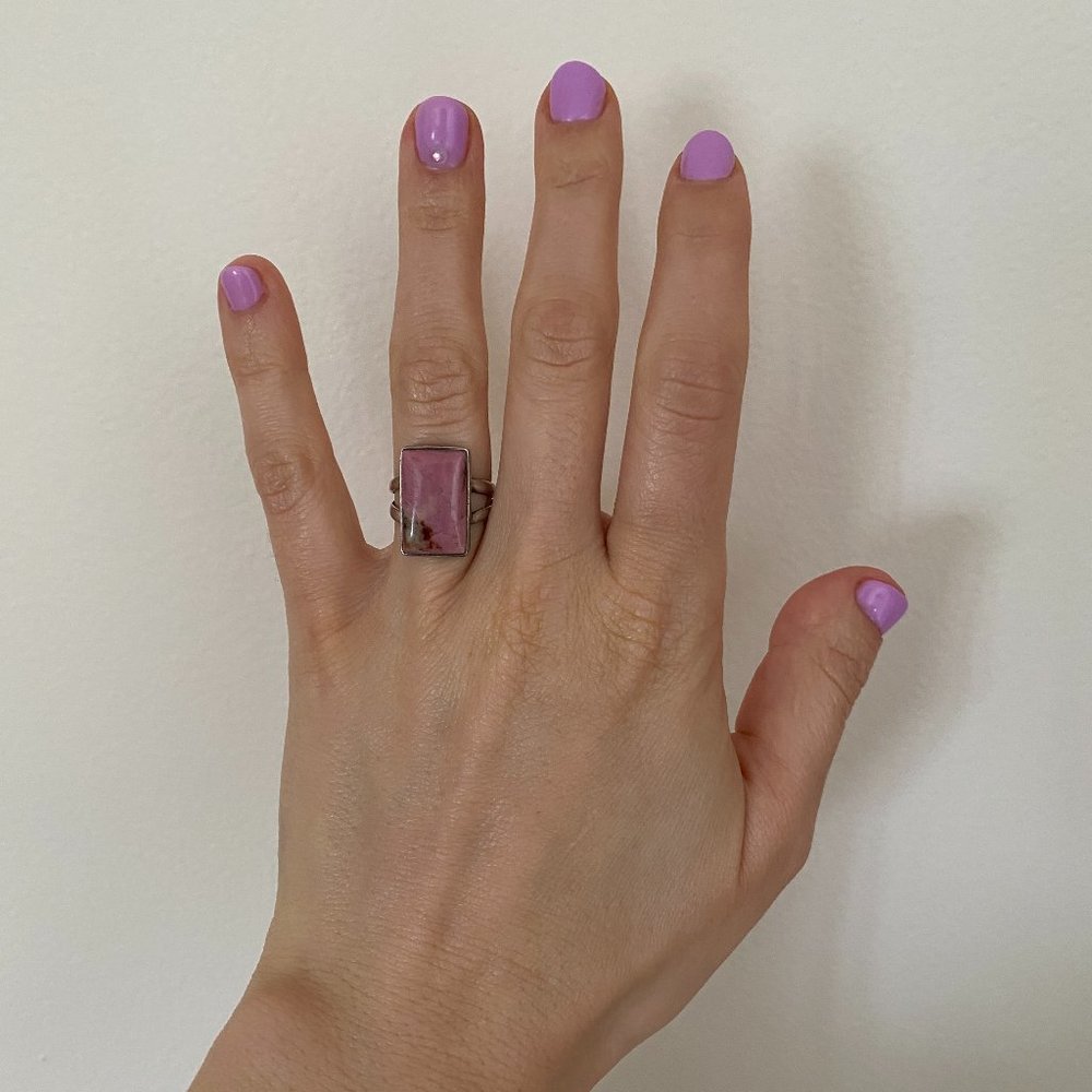 Rhodonite + sterling silver ring